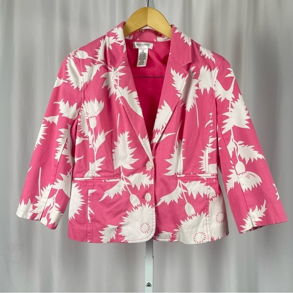Isaac Mizrahi Small Blazer Tropical Print Floral Spring Summer Jacket